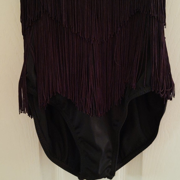 GIRLS | Weissman Black Fringe Bodysuit | Child Sz Large 14 - Picture 3 of 8